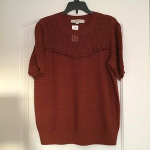 Loft Brown Knitted Bohemian Short Sleeve Top size M